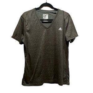 Adidas Women’s Climalite Gray V Neck Athletic T Shirt  Size XL
